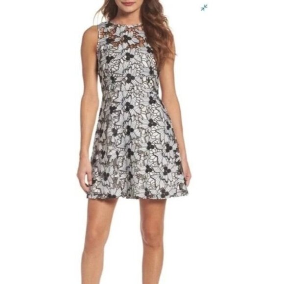 BB Dakota Black Embroidered Floral Dress - Picture 1 of 9